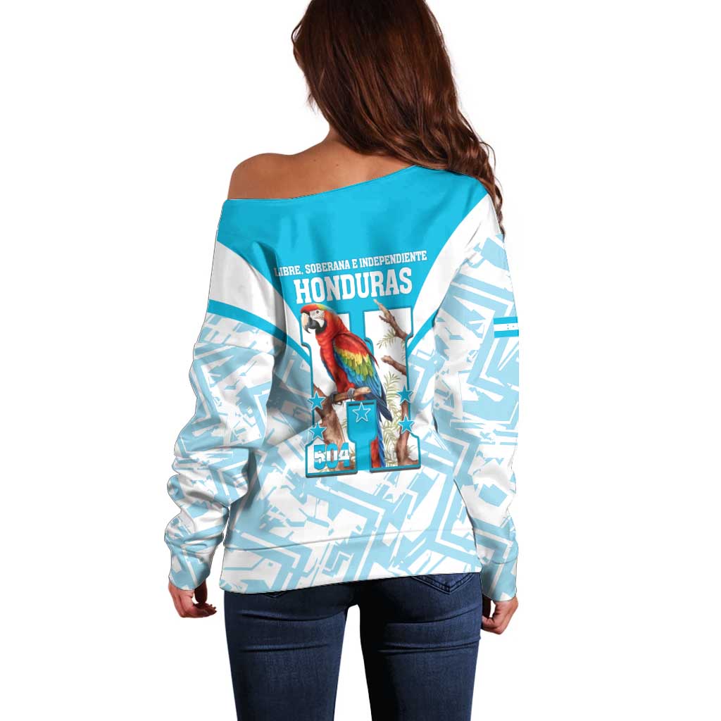 Honduras Independence Day Off Shoulder Sweater 504 Proud Scarlet Macaw - Wonder Print Shop
