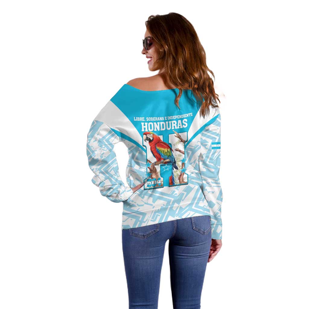 Honduras Independence Day Off Shoulder Sweater 504 Proud Scarlet Macaw - Wonder Print Shop