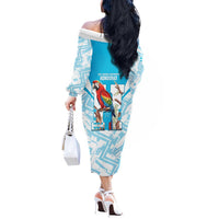 Honduras Independence Day Off The Shoulder Long Sleeve Dress 504 Proud Scarlet Macaw - Wonder Print Shop