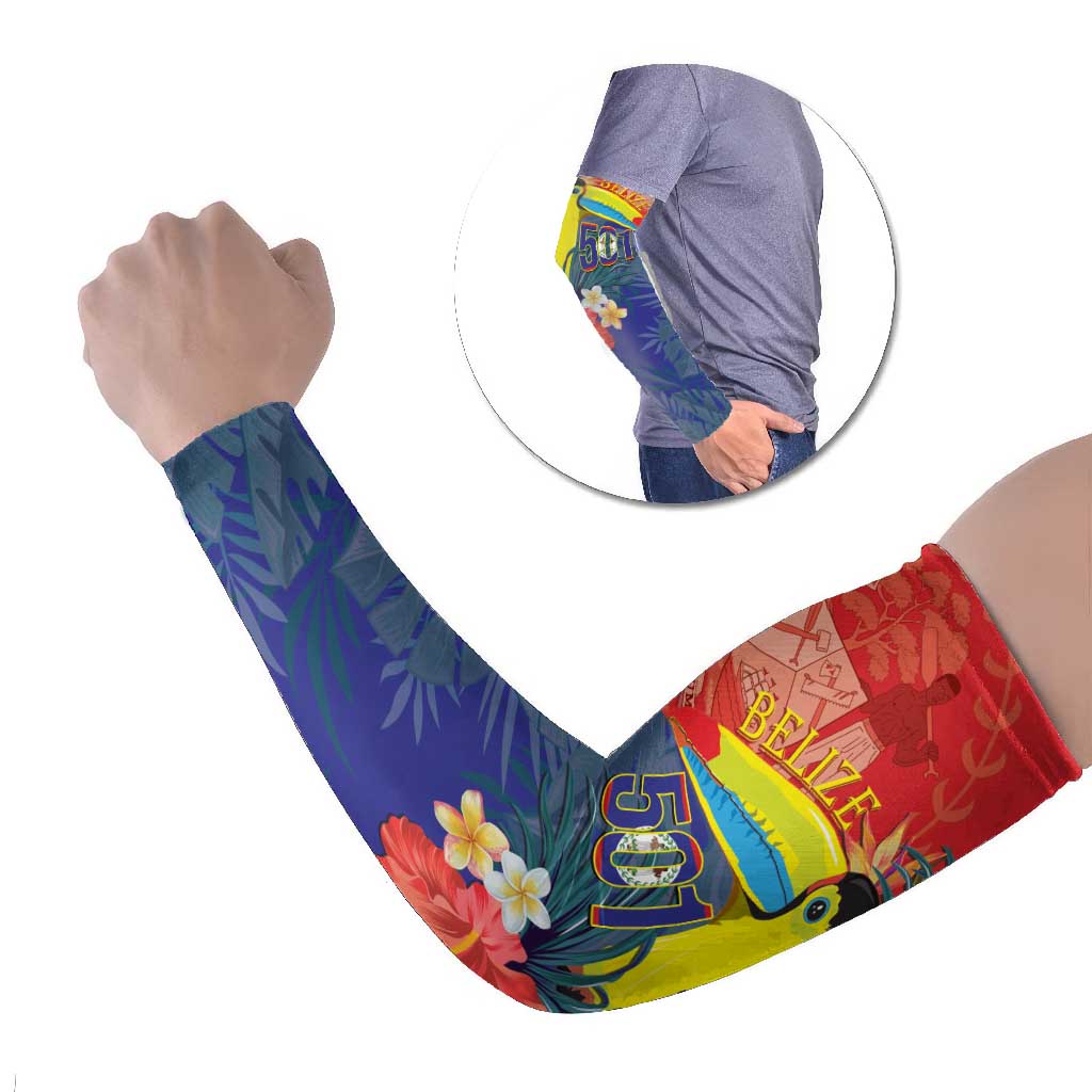 Belize Independence Day Arm Sleeves 501 Proud Keel Billed Toucan Tropical - Wonder Print Shop