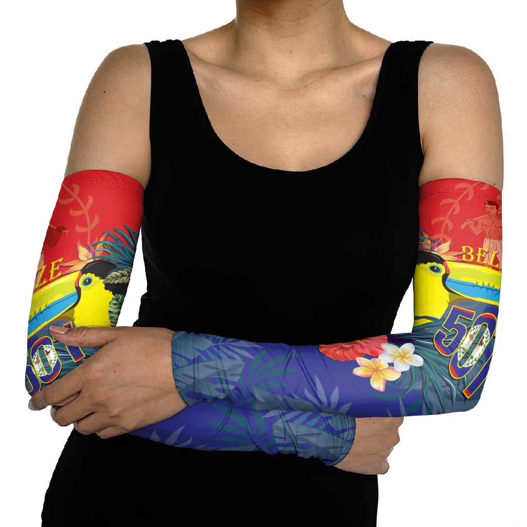 Belize Independence Day Arm Sleeves 501 Proud Keel Billed Toucan Tropical - Wonder Print Shop