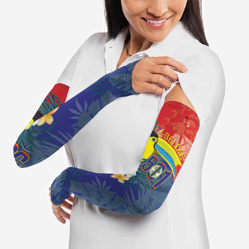Belize Independence Day Arm Sleeves 501 Proud Keel Billed Toucan Tropical - Wonder Print Shop
