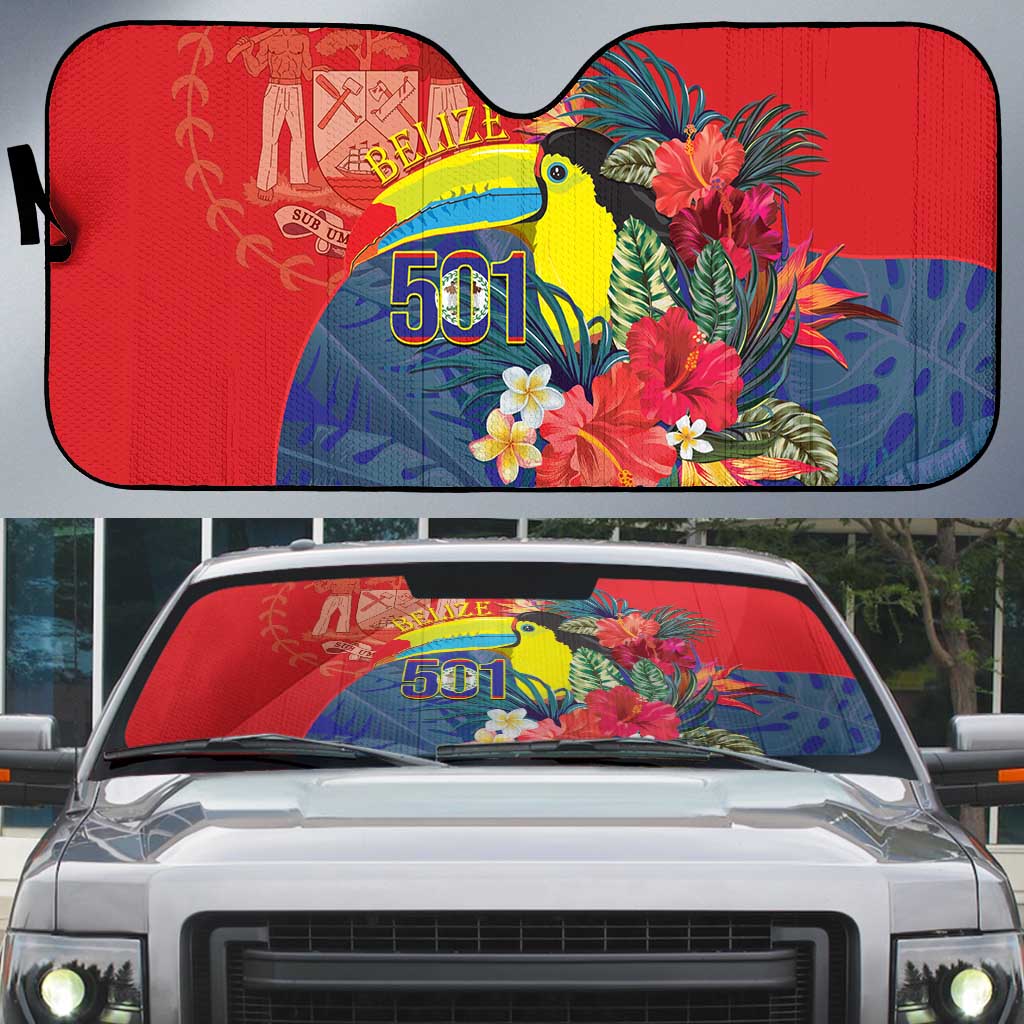 Belize Independence Day Auto Sun Shade 501 Proud Keel Billed Toucan Tropical - Wonder Print Shop