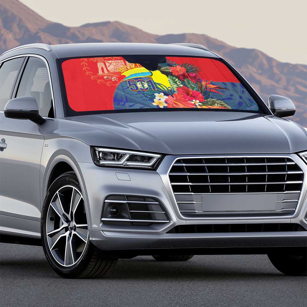 Belize Independence Day Auto Sun Shade 501 Proud Keel Billed Toucan Tropical - Wonder Print Shop