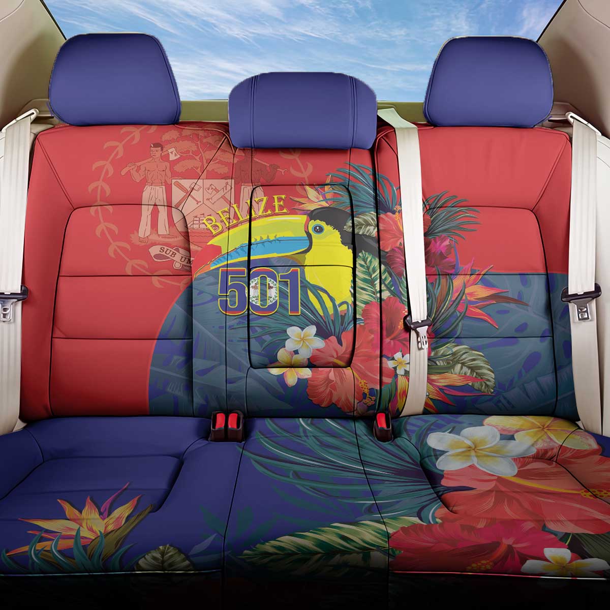 Belize Independence Day Back Car Seat Cover 501 Proud Keel Billed Toucan Tropical - Wonder Print Shop