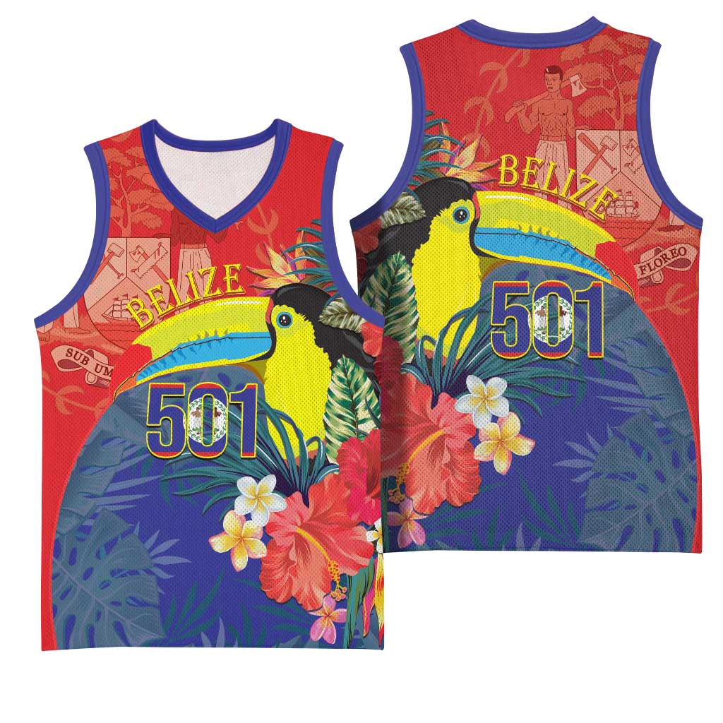 Belize Independence Day Basketball Jersey 501 Proud Keel Billed Toucan Tropical - Wonder Print Shop
