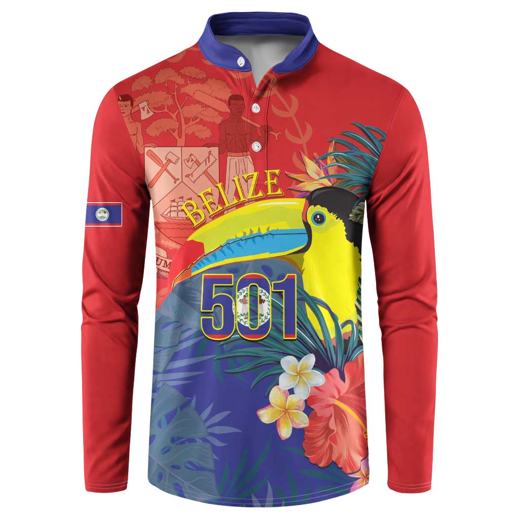 Belize Independence Day Button Sweatshirt 501 Proud Keel Billed Toucan Tropical - Wonder Print Shop