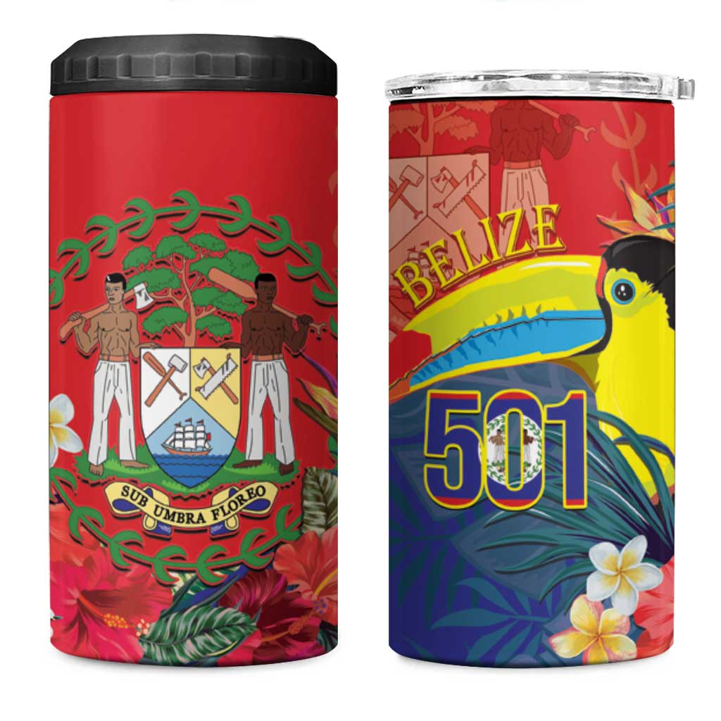 Belize Independence Day 4 in 1 Can Cooler Tumbler 501 Proud Keel Billed Toucan Tropical - Wonder Print Shop