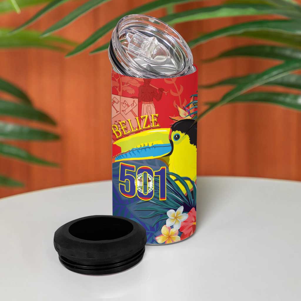 Belize Independence Day 4 in 1 Can Cooler Tumbler 501 Proud Keel Billed Toucan Tropical - Wonder Print Shop