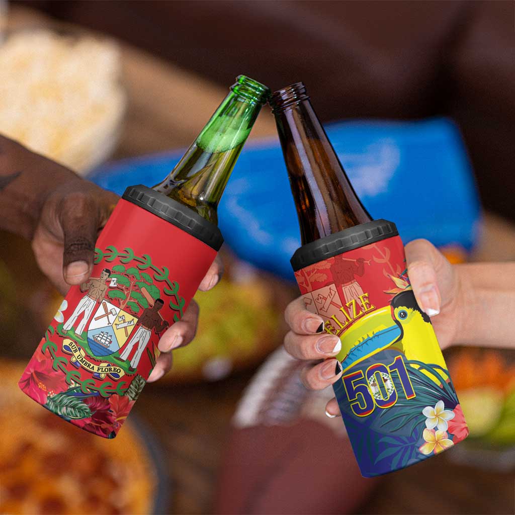 Belize Independence Day 4 in 1 Can Cooler Tumbler 501 Proud Keel Billed Toucan Tropical - Wonder Print Shop