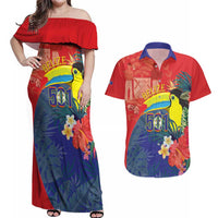 Belize Independence Day Couples Matching Off Shoulder Maxi Dress and Hawaiian Shirt 501 Proud Keel Billed Toucan Tropical - Wonder Print Shop