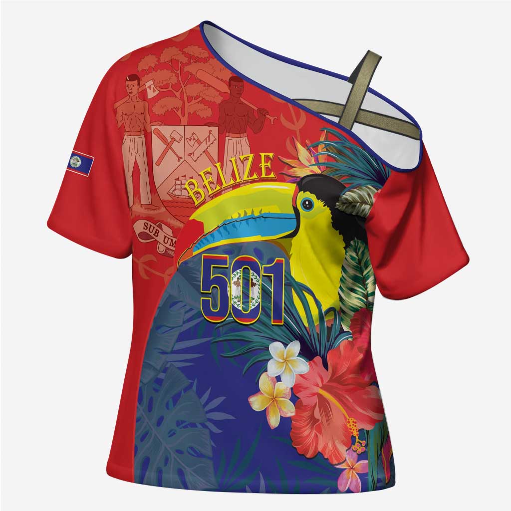 Belize Independence Day Cross Shoulder Shirt 501 Proud Keel Billed Toucan Tropical - Wonder Print Shop