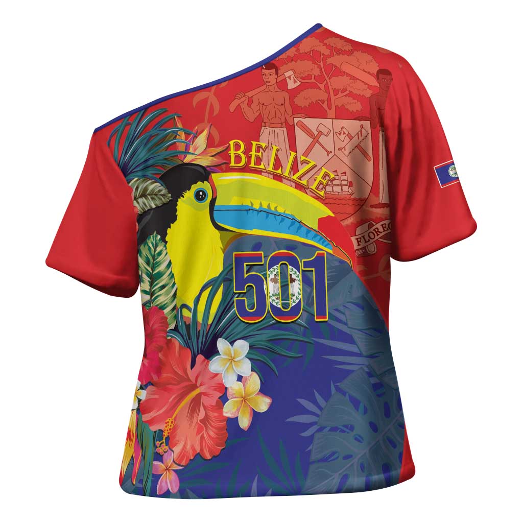 Belize Independence Day Cross Shoulder Shirt 501 Proud Keel Billed Toucan Tropical - Wonder Print Shop