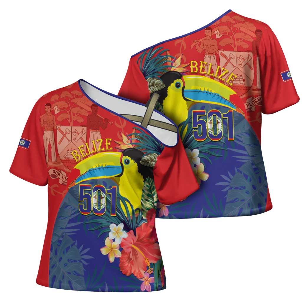 Belize Independence Day Cross Shoulder Shirt 501 Proud Keel Billed Toucan Tropical - Wonder Print Shop