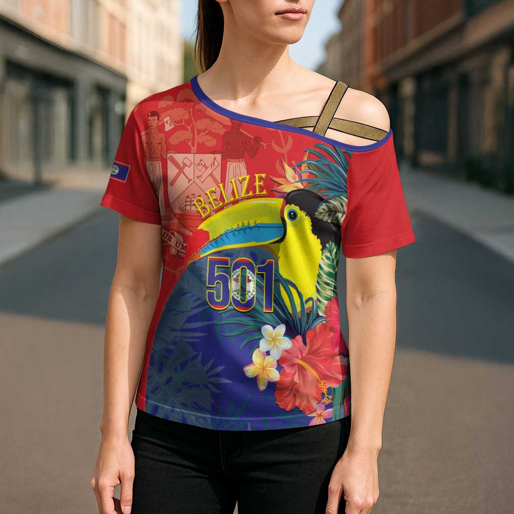 Belize Independence Day Cross Shoulder Shirt 501 Proud Keel Billed Toucan Tropical - Wonder Print Shop
