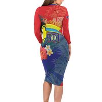 Belize Independence Day Family Matching Long Sleeve Bodycon Dress and Hawaiian Shirt 501 Proud Keel Billed Toucan Tropical - Wonder Print Shop