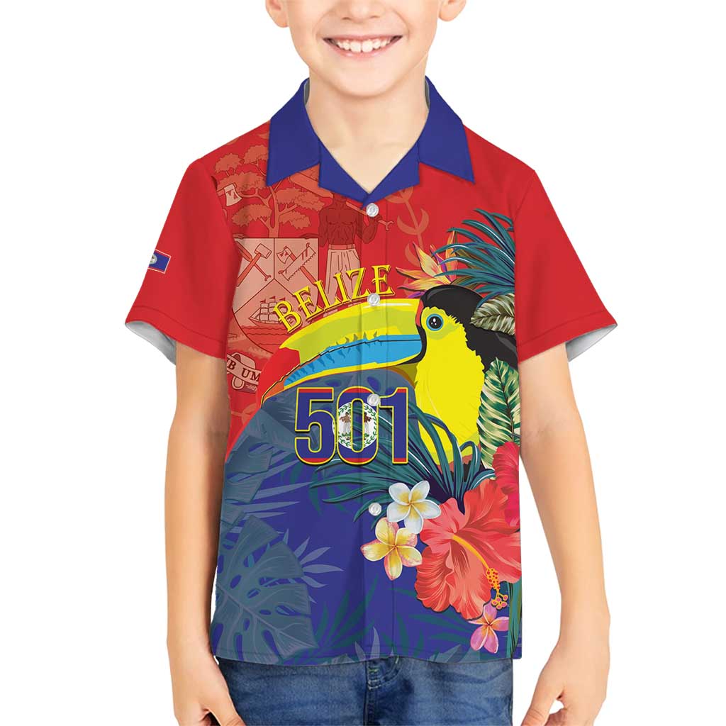 Belize Independence Day Family Matching Long Sleeve Bodycon Dress and Hawaiian Shirt 501 Proud Keel Billed Toucan Tropical - Wonder Print Shop