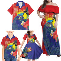 Belize Independence Day Family Matching Off Shoulder Maxi Dress and Hawaiian Shirt 501 Proud Keel Billed Toucan Tropical - Wonder Print Shop