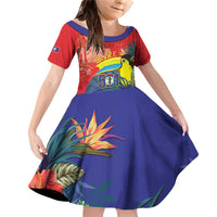 Belize Independence Day Family Matching Off Shoulder Short Dress and Hawaiian Shirt 501 Proud Keel Billed Toucan Tropical - Wonder Print Shop