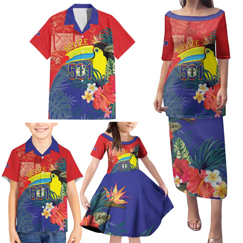 Belize Independence Day Family Matching Puletasi and Hawaiian Shirt 501 Proud Keel Billed Toucan Tropical - Wonder Print Shop
