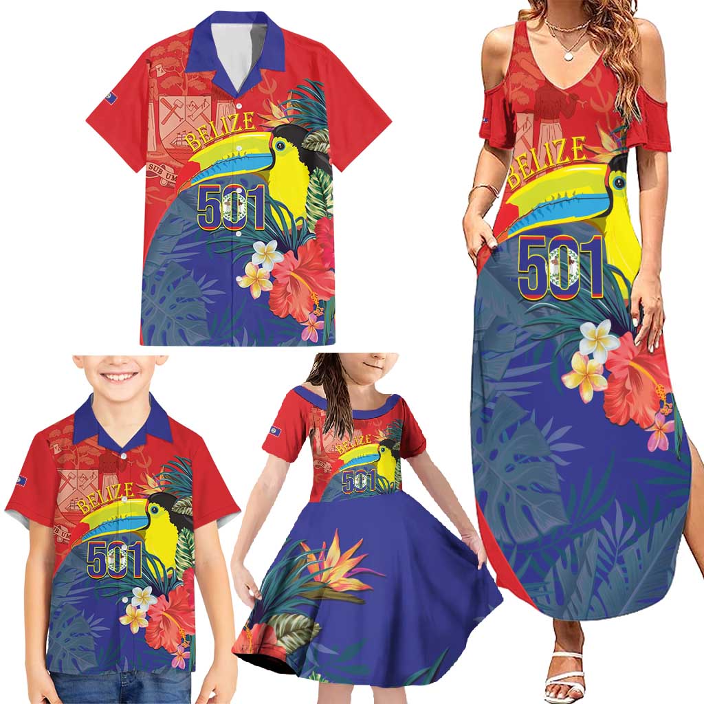 Belize Independence Day Family Matching Summer Maxi Dress and Hawaiian Shirt 501 Proud Keel Billed Toucan Tropical - Wonder Print Shop