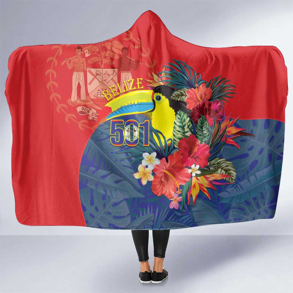 Belize Independence Day Hooded Blanket 501 Proud Keel Billed Toucan Tropical - Wonder Print Shop