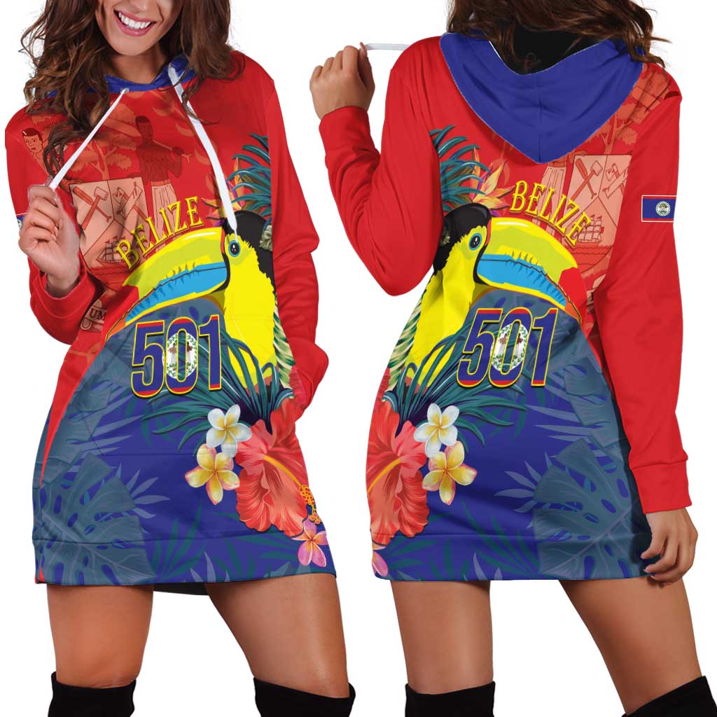 Belize Independence Day Hoodie Dress 501 Proud Keel Billed Toucan Tropical - Wonder Print Shop