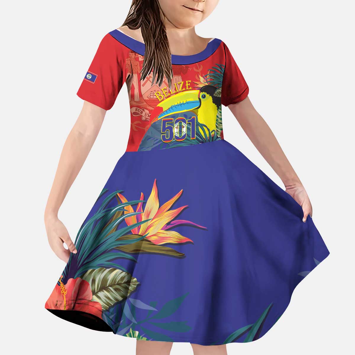 Belize Independence Day Kid Short Sleeve Dress 501 Proud Keel Billed Toucan Tropical - Wonder Print Shop