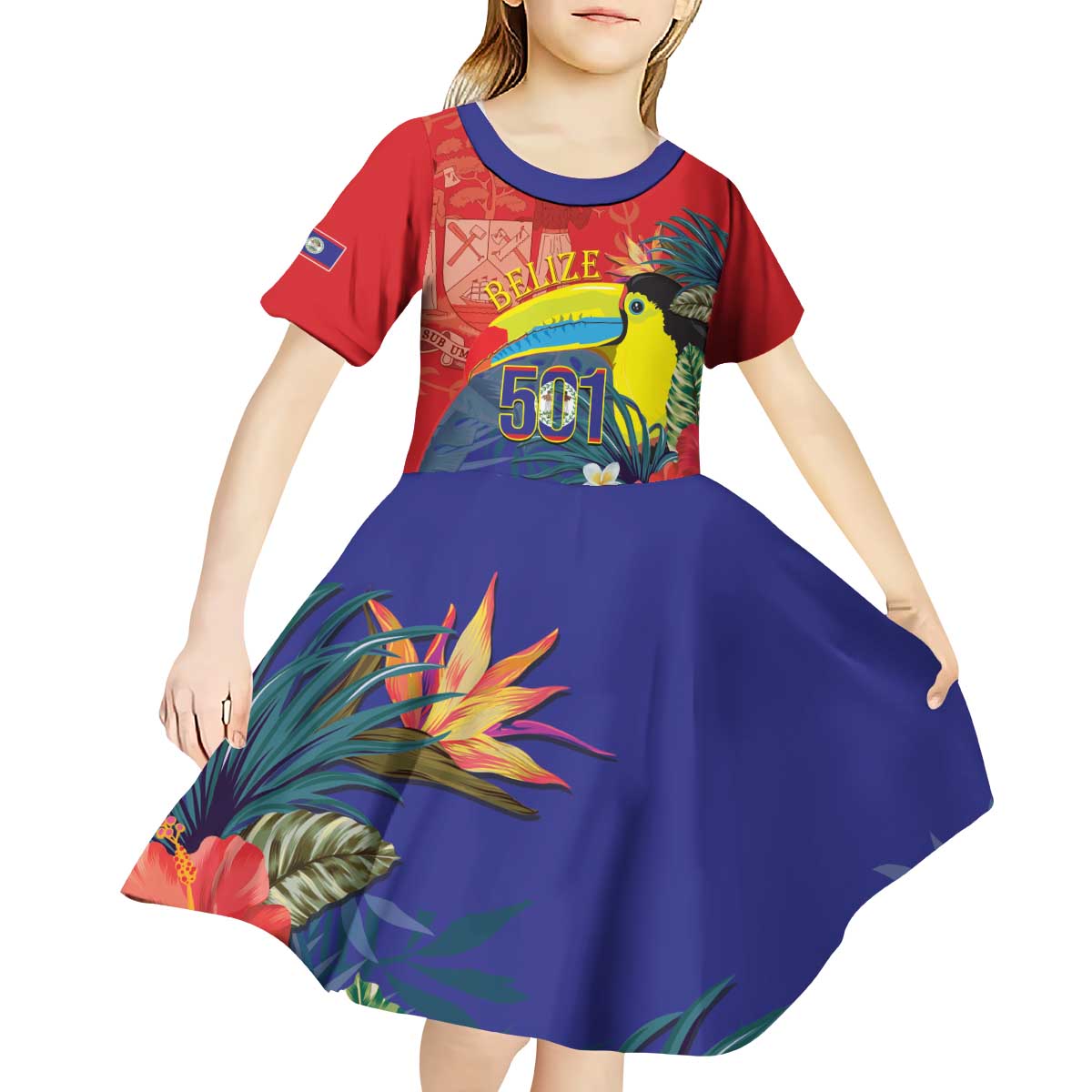 Belize Independence Day Kid Short Sleeve Dress 501 Proud Keel Billed Toucan Tropical - Wonder Print Shop