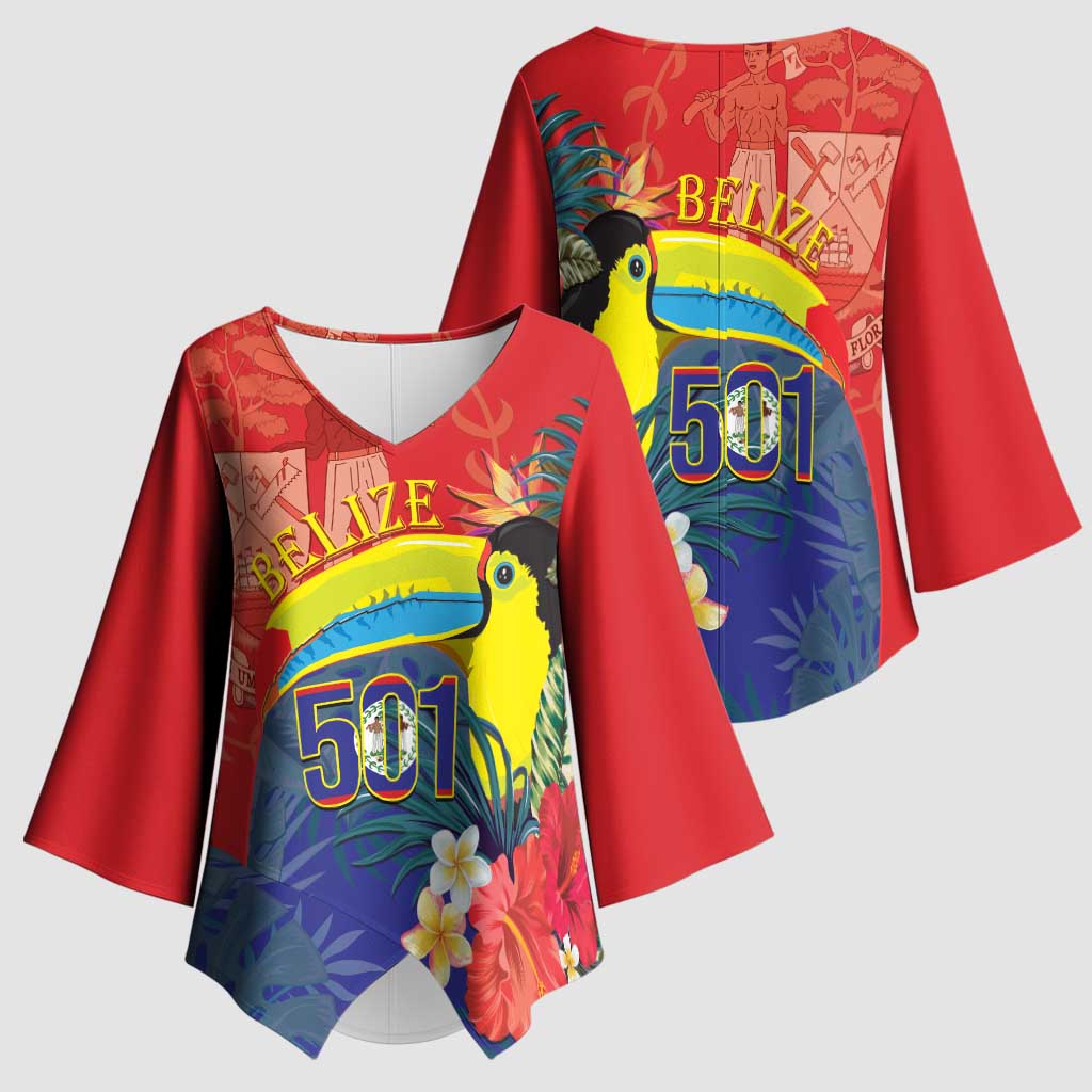 Belize Independence Day Kimono Sleeve Blouse 501 Proud Keel Billed Toucan Tropical - Wonder Print Shop