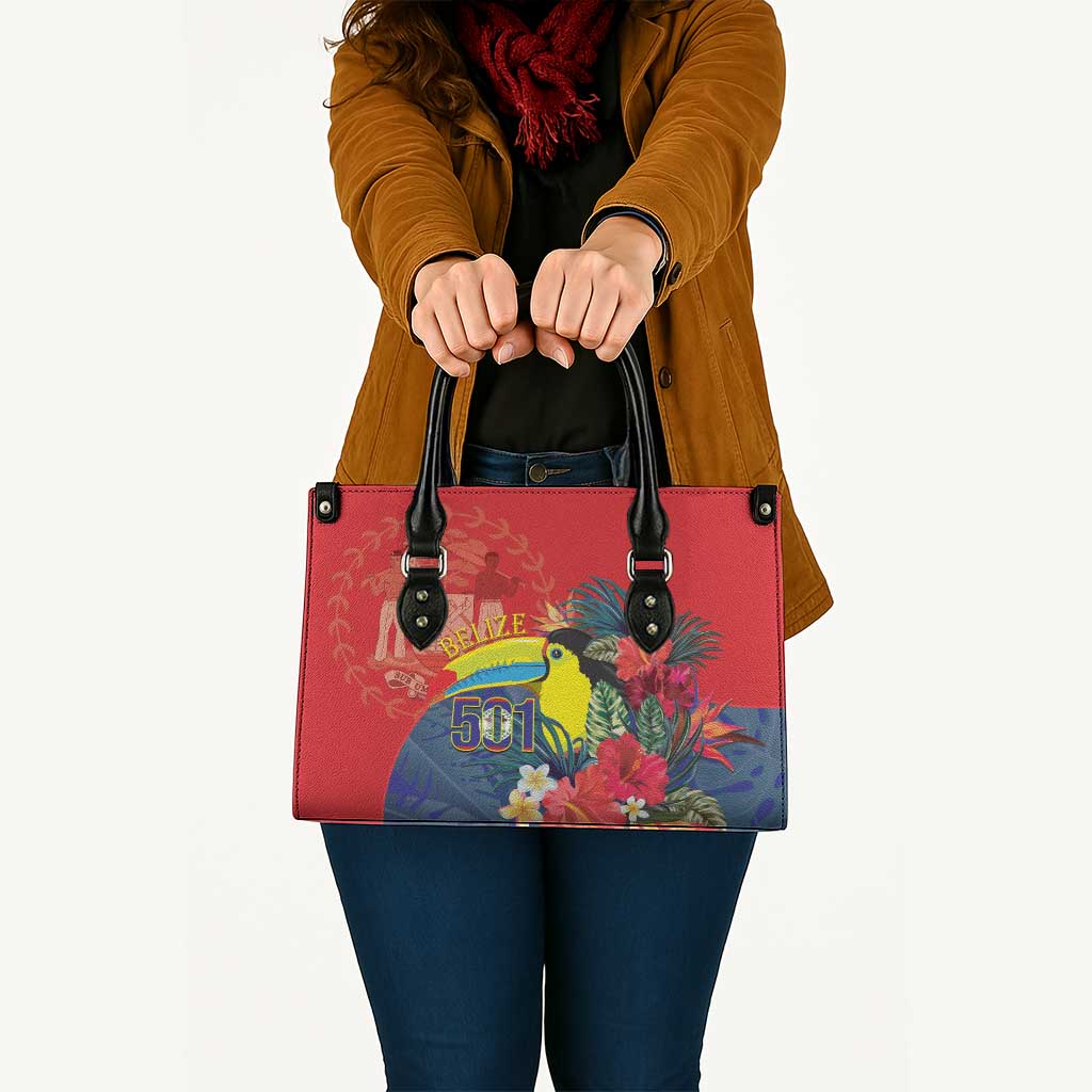 Belize Independence Day Leather Bag 501 Proud Keel Billed Toucan Tropical - Wonder Print Shop