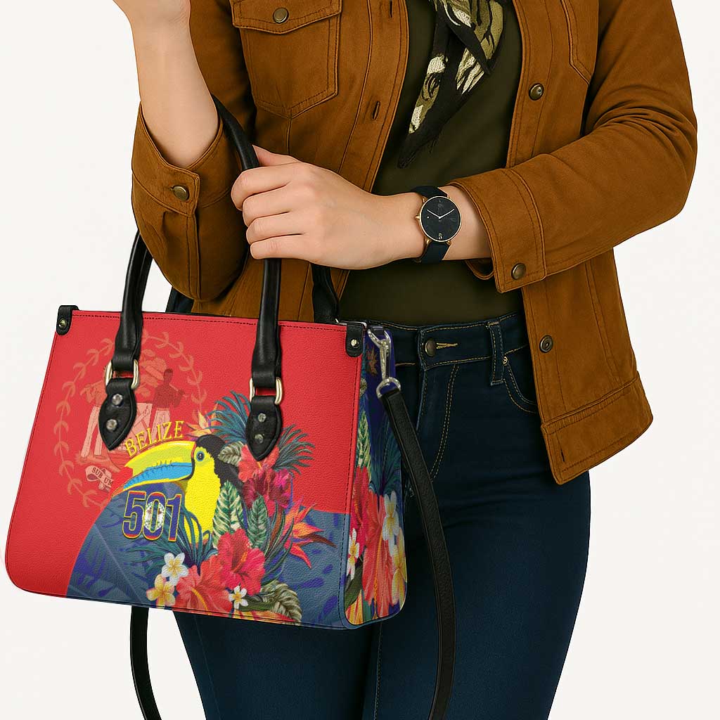 Belize Independence Day Leather Bag 501 Proud Keel Billed Toucan Tropical - Wonder Print Shop