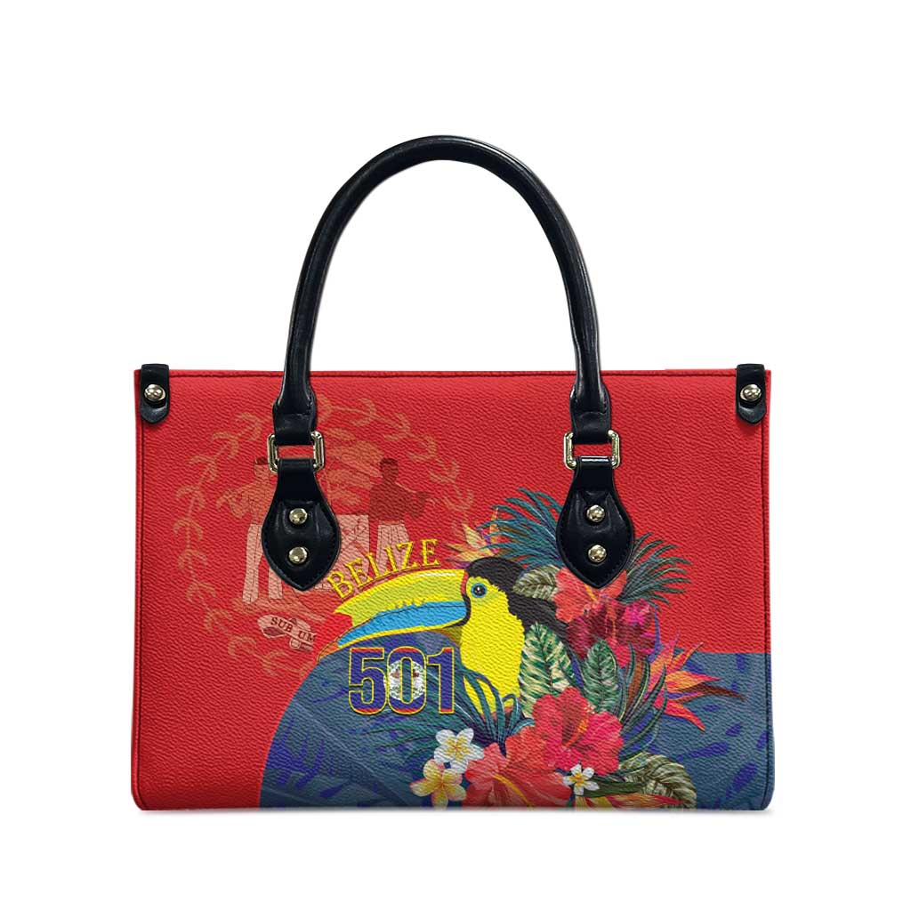 Belize Independence Day Leather Bag 501 Proud Keel Billed Toucan Tropical - Wonder Print Shop