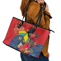 Belize Independence Day Leather Tote Bag 501 Proud Keel Billed Toucan Tropical - Wonder Print Shop