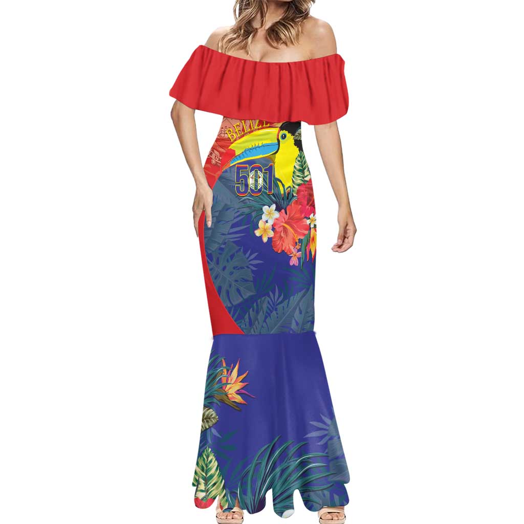 Belize Independence Day Mermaid Dress 501 Proud Keel Billed Toucan Tropical - Wonder Print Shop
