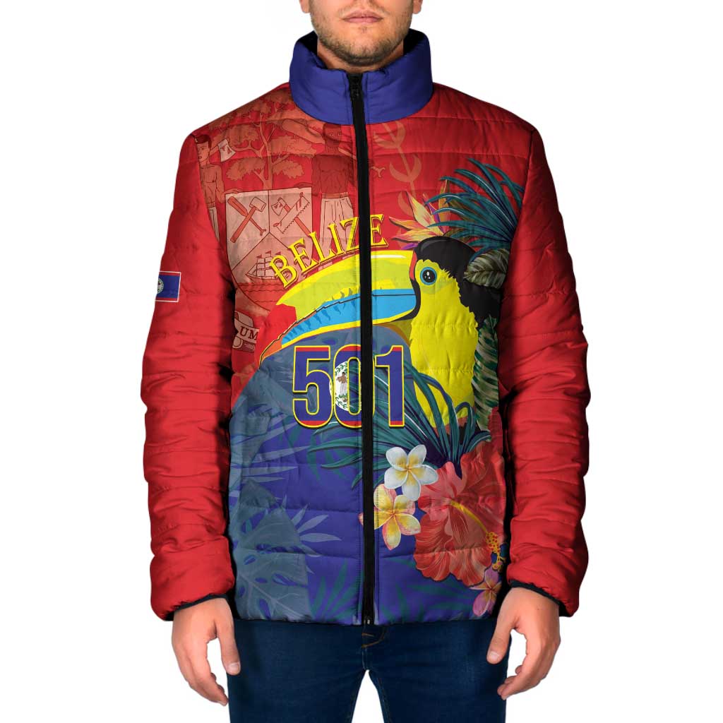 Belize Independence Day Padded Jacket 501 Proud Keel Billed Toucan Tropical - Wonder Print Shop