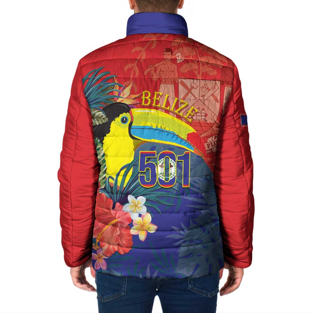 Belize Independence Day Padded Jacket 501 Proud Keel Billed Toucan Tropical - Wonder Print Shop