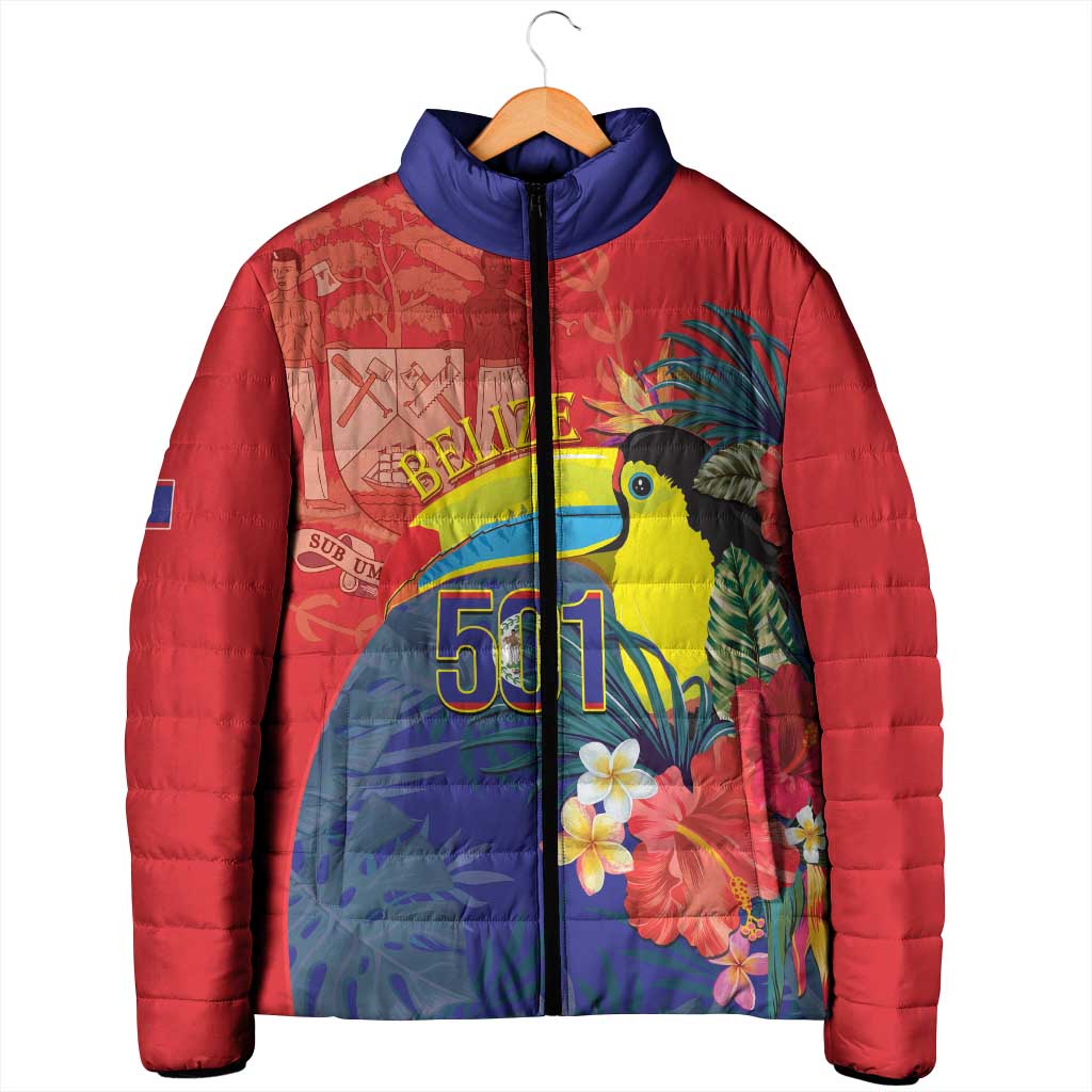 Belize Independence Day Padded Jacket 501 Proud Keel Billed Toucan Tropical - Wonder Print Shop