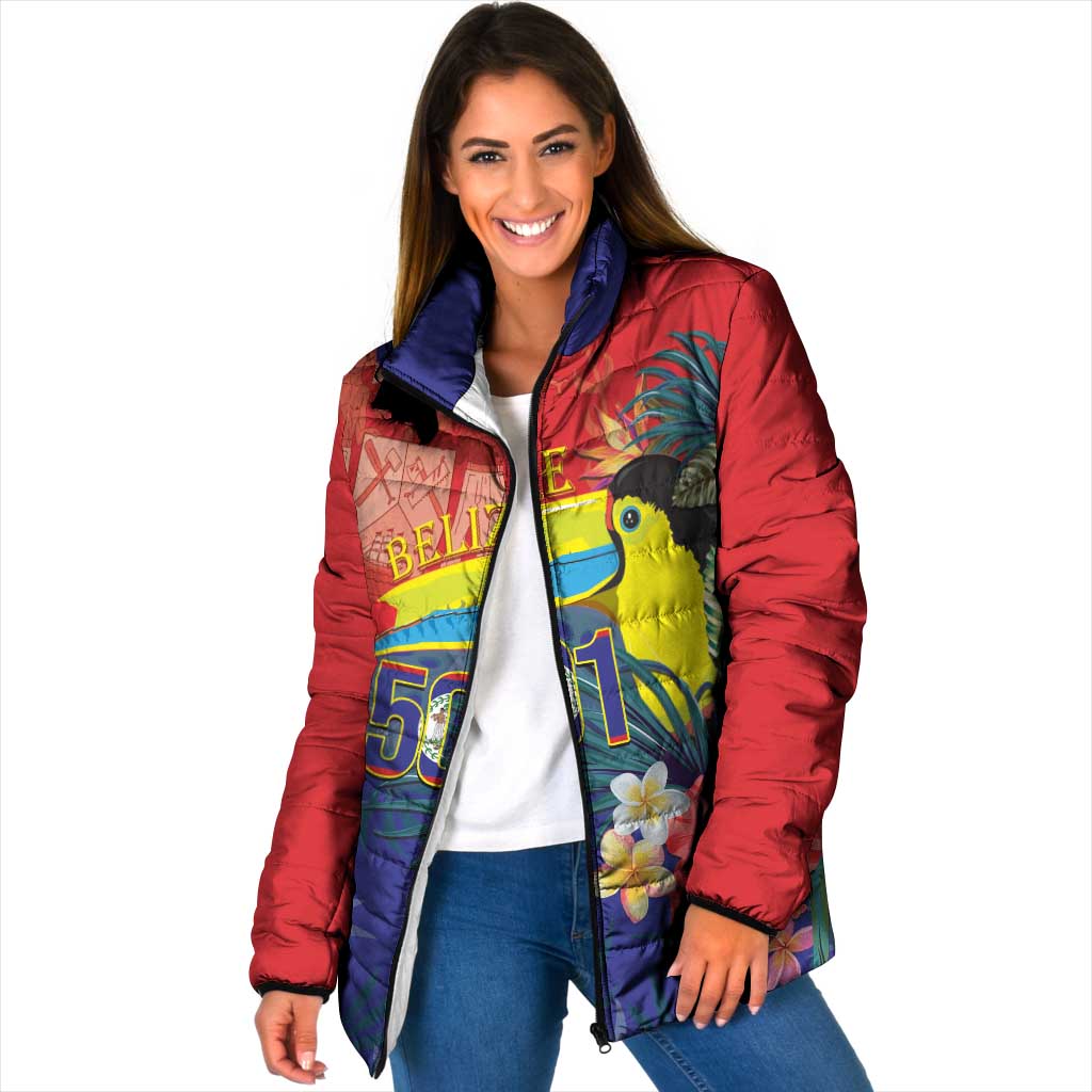 Belize Independence Day Padded Jacket 501 Proud Keel Billed Toucan Tropical - Wonder Print Shop