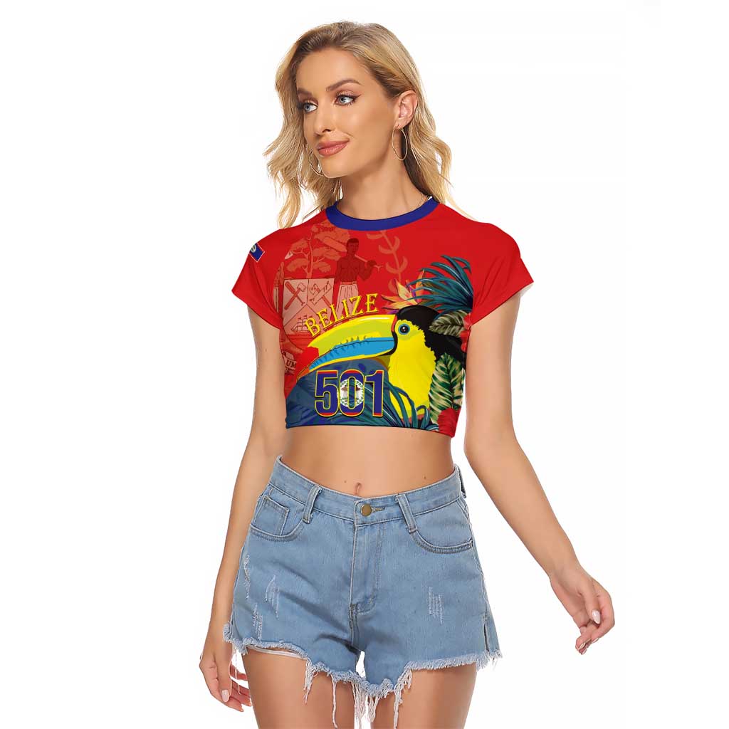 Belize Independence Day Raglan Cropped T Shirt 501 Proud Keel Billed Toucan Tropical - Wonder Print Shop