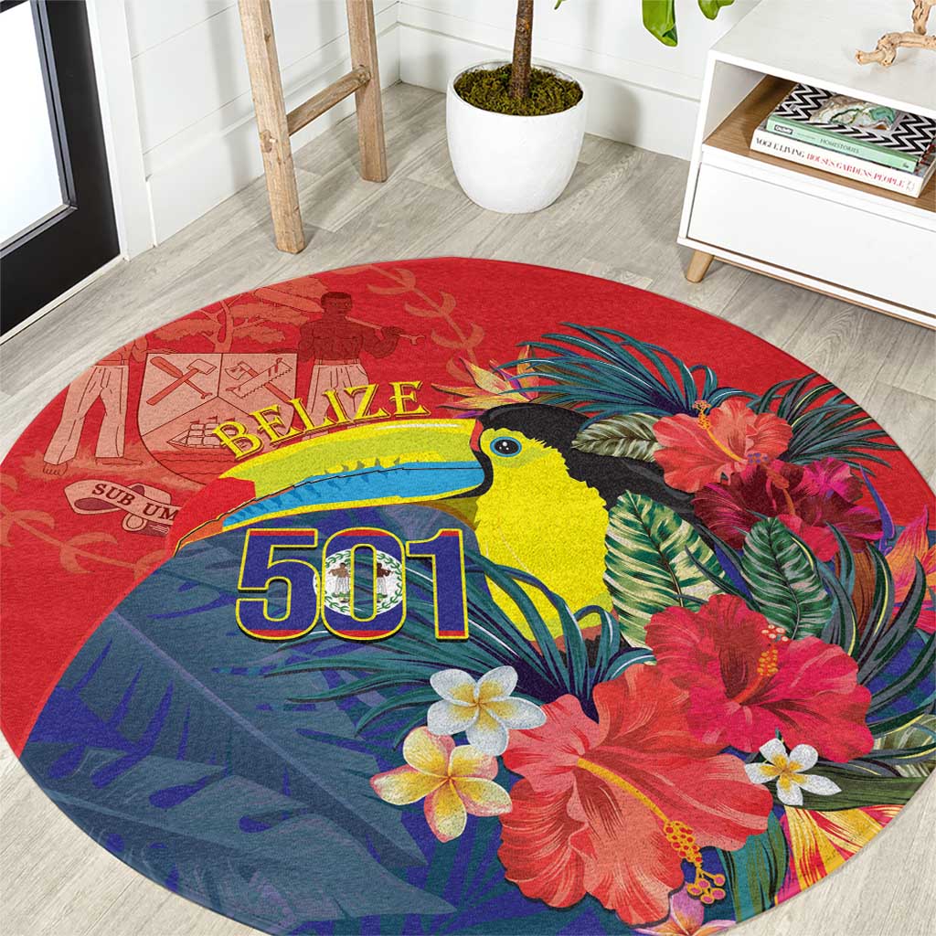 Belize Independence Day Round Carpet 501 Proud Keel Billed Toucan Tropical - Wonder Print Shop