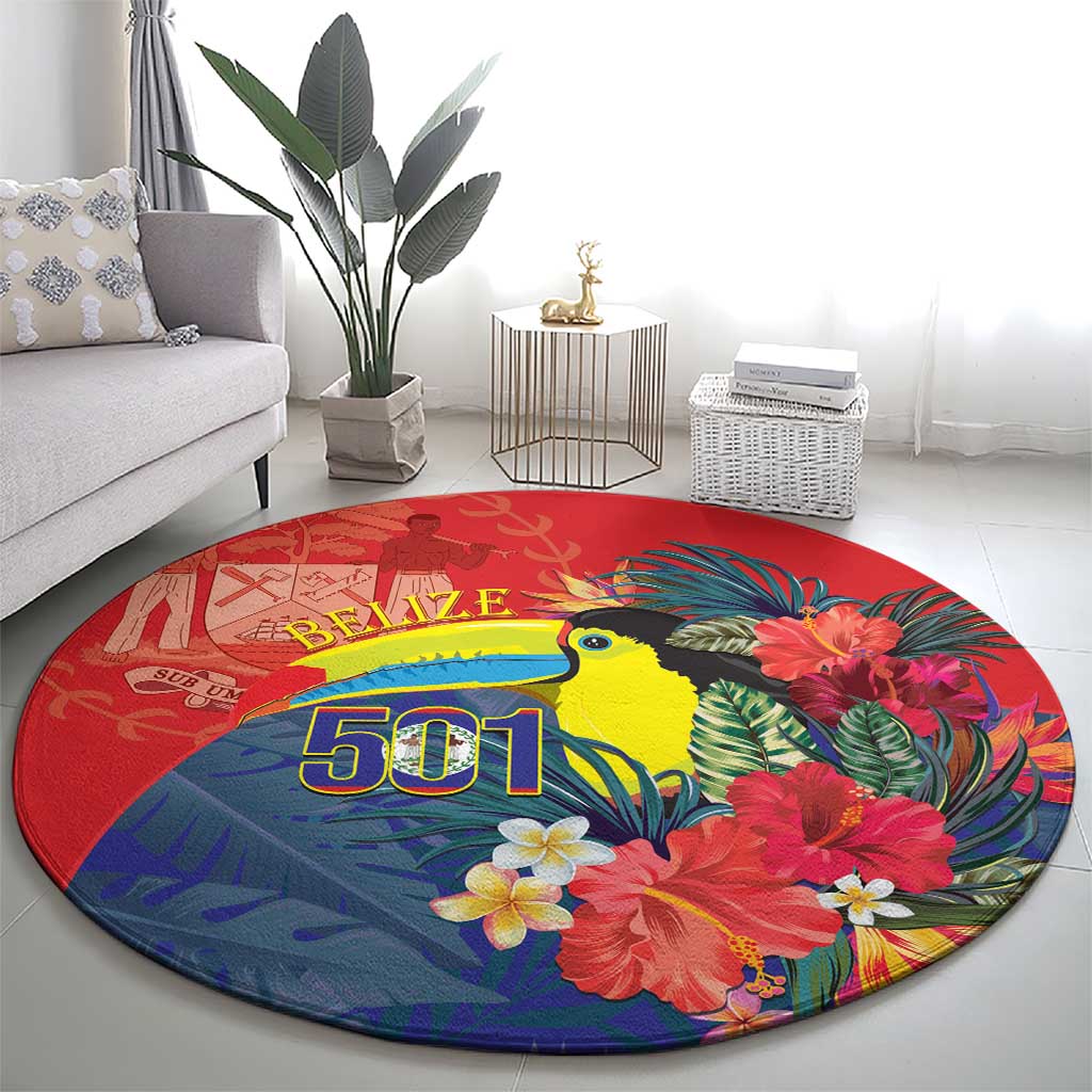 Belize Independence Day Round Carpet 501 Proud Keel Billed Toucan Tropical - Wonder Print Shop