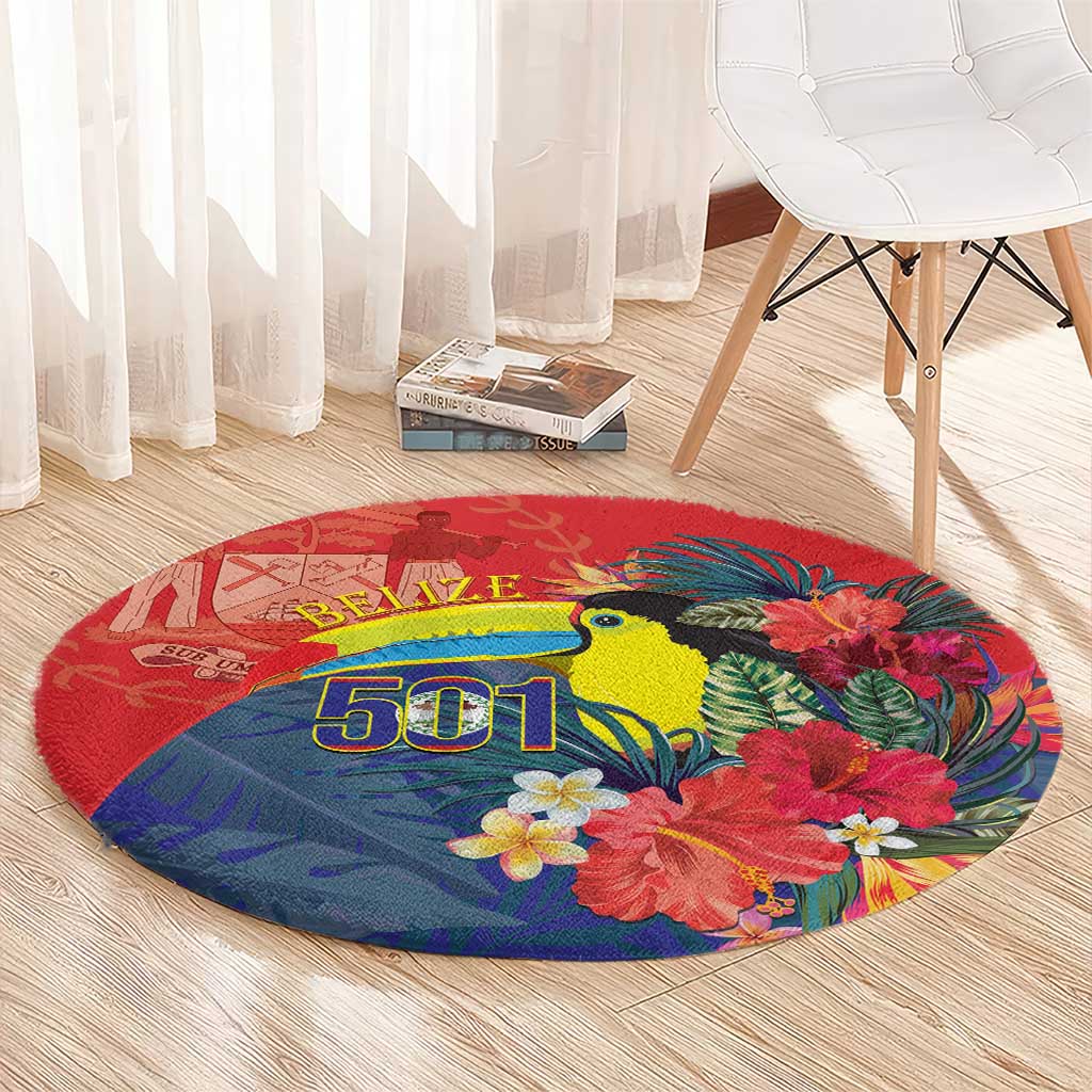 Belize Independence Day Round Carpet 501 Proud Keel Billed Toucan Tropical - Wonder Print Shop