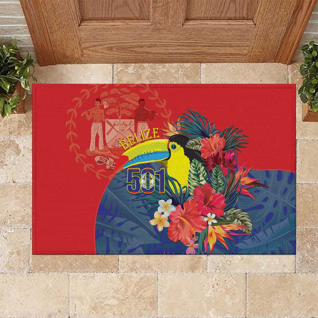 Belize Independence Day Rubber Doormat 501 Proud Keel Billed Toucan Tropical - Wonder Print Shop