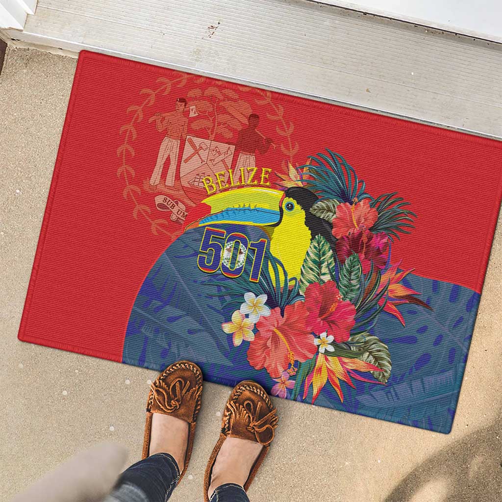 Belize Independence Day Rubber Doormat 501 Proud Keel Billed Toucan Tropical - Wonder Print Shop