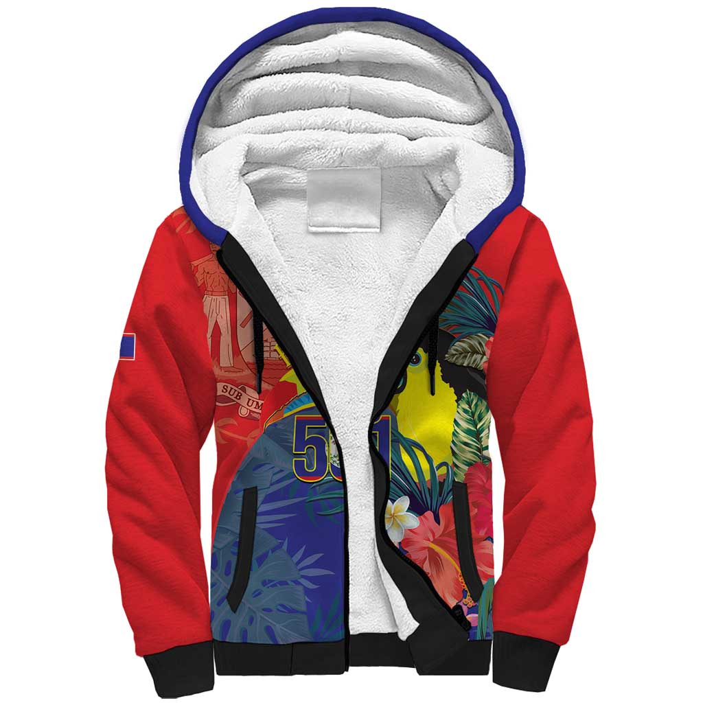 Belize Independence Day Sherpa Hoodie 501 Proud Keel Billed Toucan Tropical - Wonder Print Shop