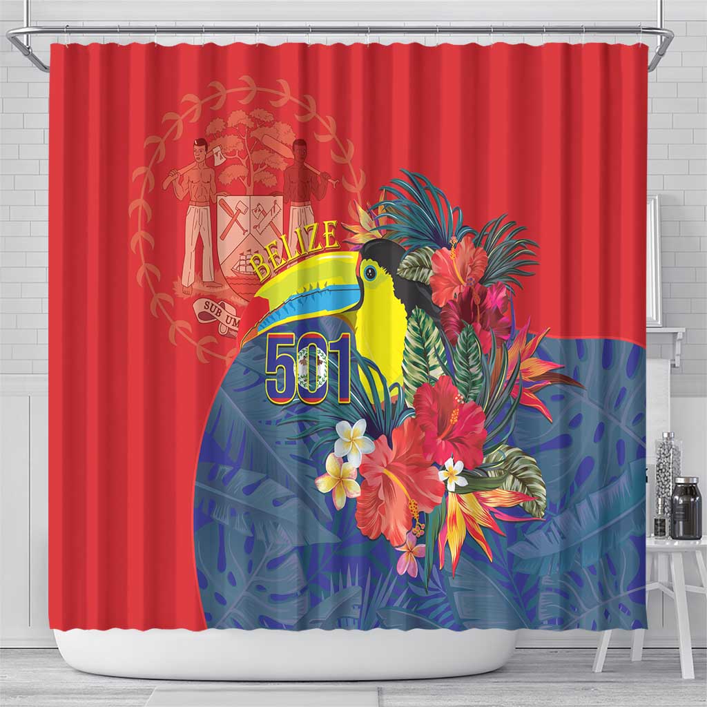 Belize Independence Day Shower Curtain 501 Proud Keel Billed Toucan Tropical - Wonder Print Shop