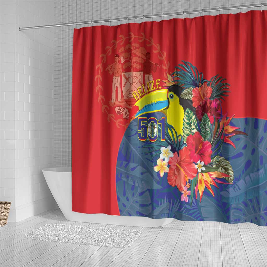 Belize Independence Day Shower Curtain 501 Proud Keel Billed Toucan Tropical - Wonder Print Shop