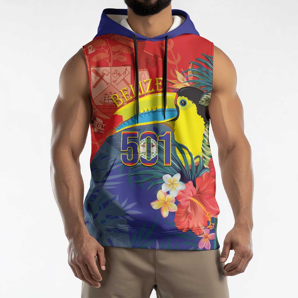 Belize Independence Day Sleeveless Hoodie 501 Proud Keel Billed Toucan Tropical - Wonder Print Shop