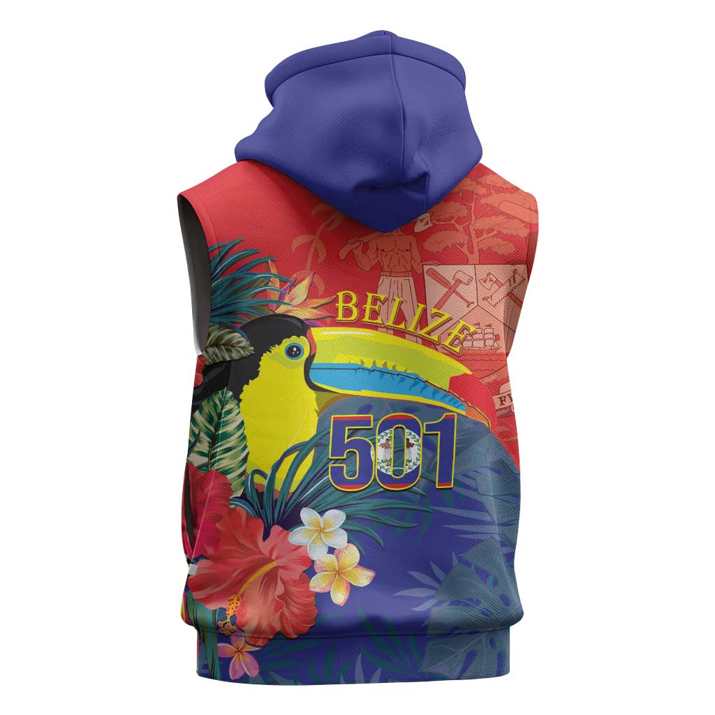 Belize Independence Day Sleeveless Zip Hoodie 501 Proud Keel Billed Toucan Tropical - Wonder Print Shop